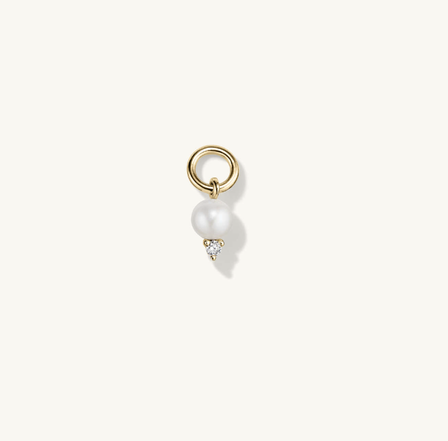 Single Diamond and Pearl Hoop Charm