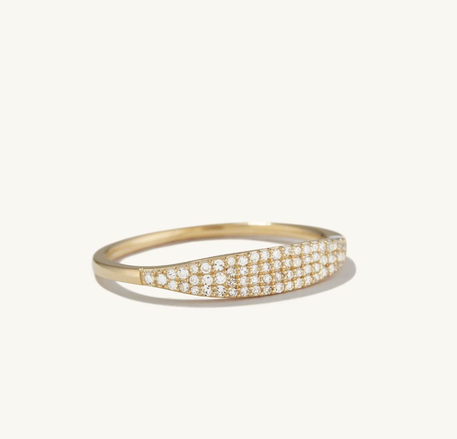 Pave Diamond Slim Signet Ring