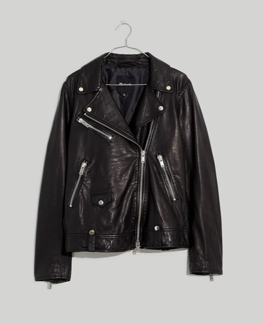 Madewell Washed Leather Oversized Motorcycle Jacket