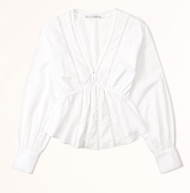 Abercrombie Long-Sleeve Babydoll Plunge Top