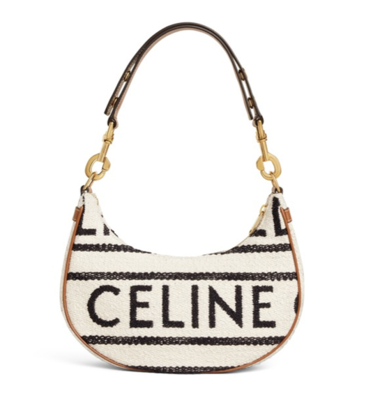 CELINE Medium Ava Strap Bag In Textile With Celine All-Over And Calfskin