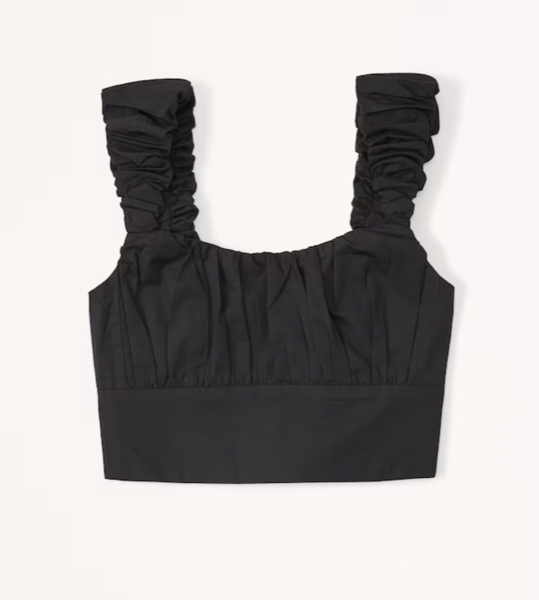 Abercrombie Poplin Scrunch Strap Set Top