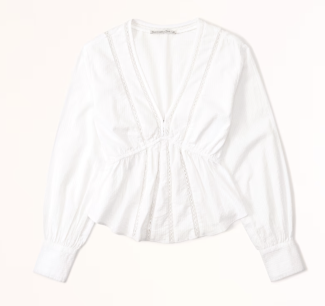 Abercrombie Long-Sleeve Babydoll Plunge Top