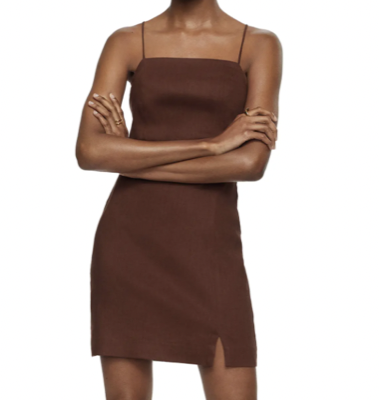 MANGO Strappy Linen Blend Minidress | Nordstrom