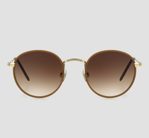 Target Women's Vegan Leather Wrapped Round Sunglasses