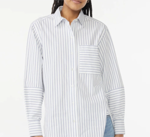 Walmart Free Assembly Women's Boxy Button Down Tunic Top