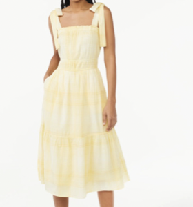 Walmart Free Assembly Women's Midi Sundress with Tie Shoulder