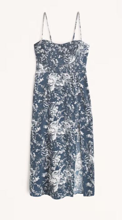 Abercrombie Luxe Crepe High-Slit Midi Dress