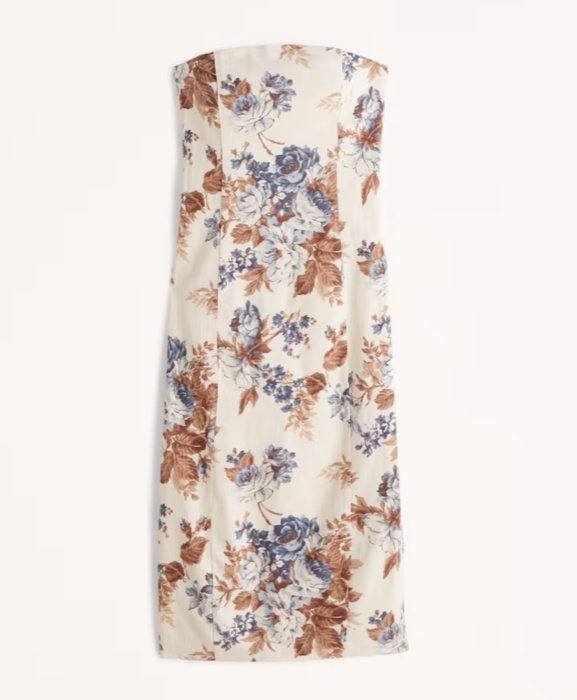 Abercrombie Strapless Linen-Blend Midi Dress