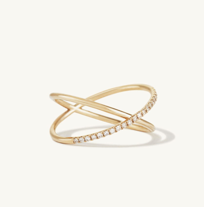Pave Diamond X Ring