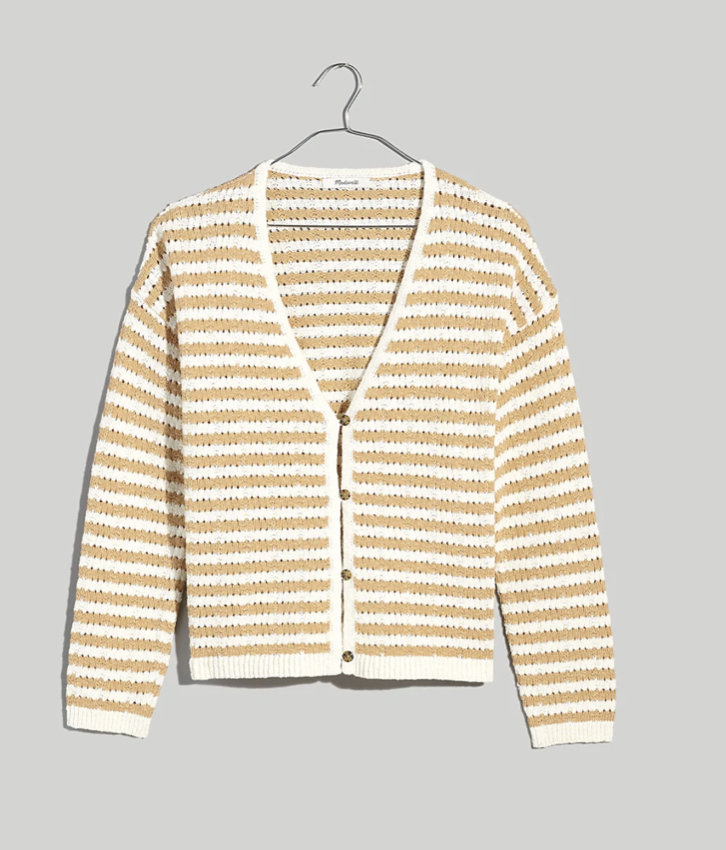 Madewell Open-Stitch Cardigan Sweater in Stripe