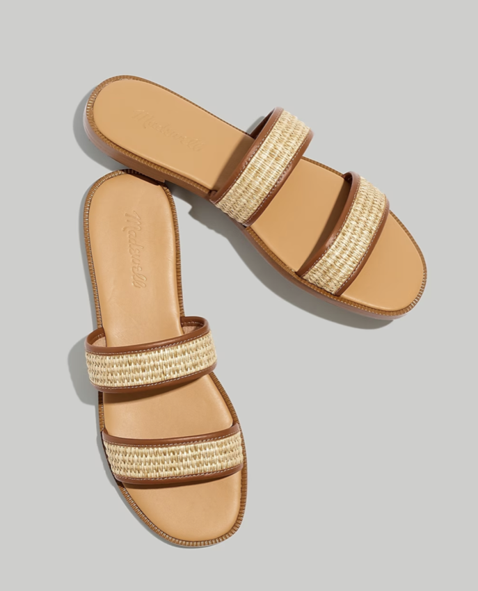 Madewell The Teagan Slide Sandal in Straw