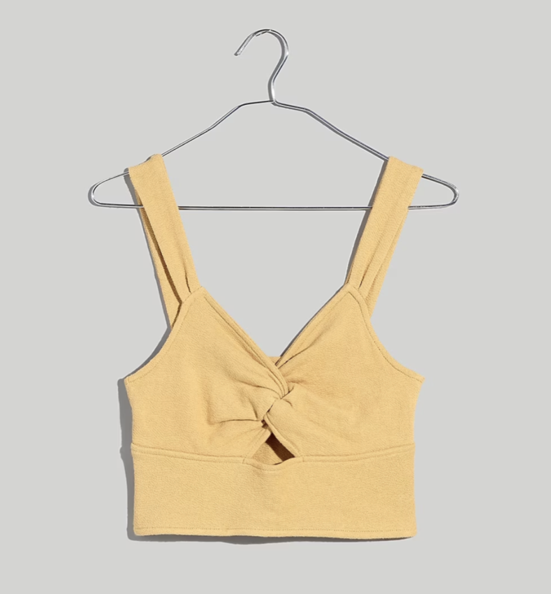 Madewell Cutout Knot-Front Crop Tank Top (size XS)