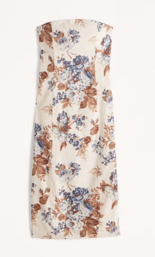 Abercrombie Strapless Linen-Blend Midi Dress