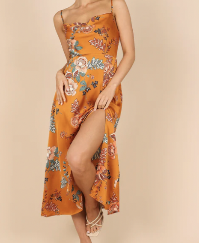 Petal &amp; Pup ALEJANDRA COWL NECK MIDI DRESS - TAN