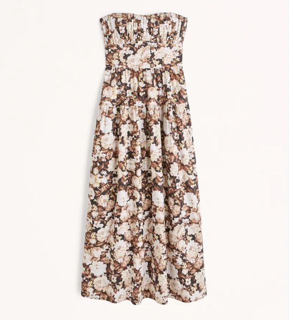 Abercrombie &amp; Fitch Strapless Drop-Waist Corset Maxi Dress