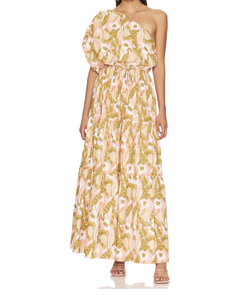 Revolve SWF One Shoulder Puff Sleeve Maxi Dress in Duomo
