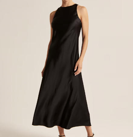 Abercrombie &amp; Fitch Satin High-Neck Midi Dress