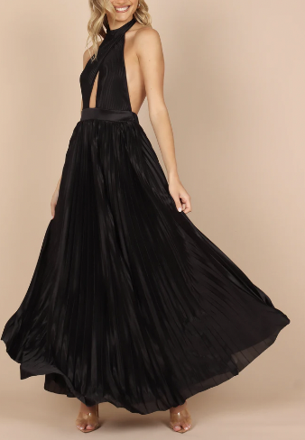  Petal &amp; Pup Elle Halter Neck Maxi Dress - Black