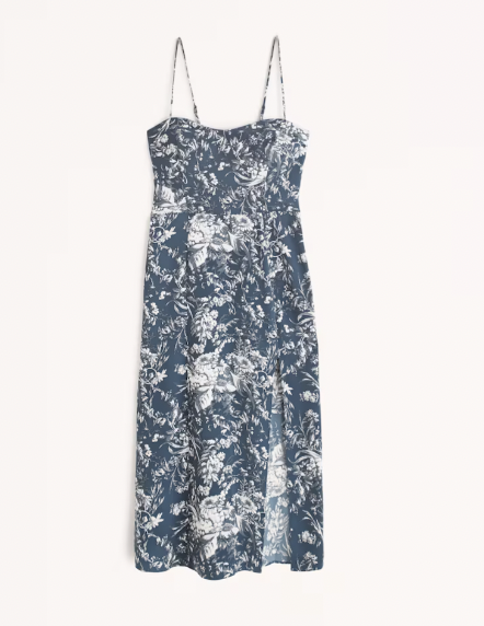 Abercrombie Luxe Crepe High-Slit Midi Dress