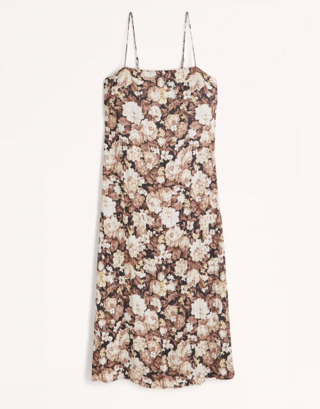  Abercrombie &amp; Fitch Crinkle Satin Midi Dress