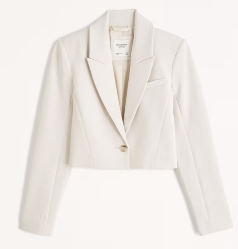 Abercrombie Cropped Premium Crepe Blazer