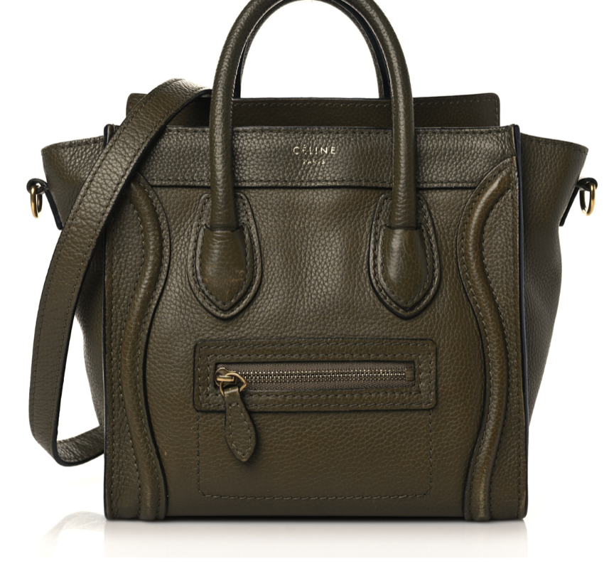 Celine Drummed Calfskin Nano Luggage Tote