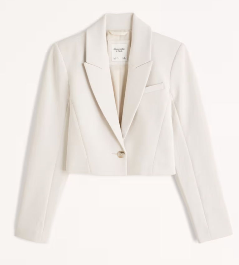 Abercrombie &amp; Fitch Cropped Premium Crepe Blazer