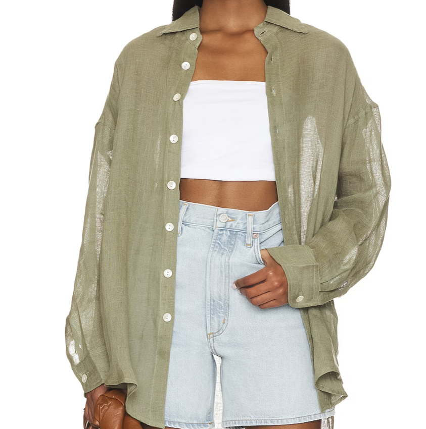 Revolve Vitamin A Playa Oversized Shirt Dress in Agave