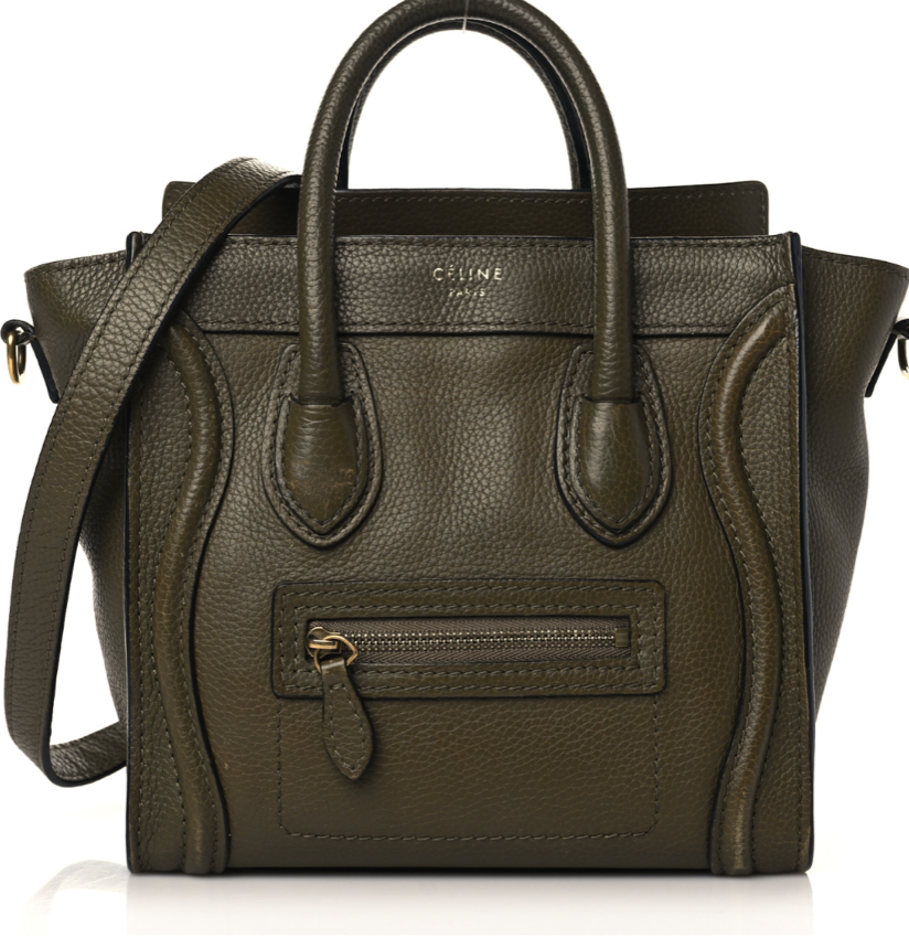 Celine Drummed Calfskin Nano Luggage Tote