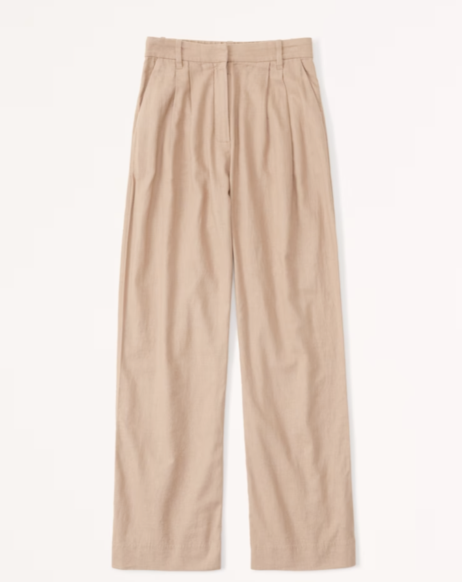 Abercrombie Linen Blend Tailored Wide Leg Pants