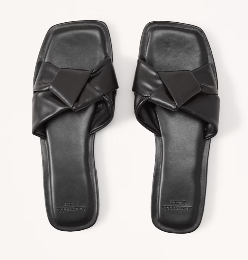 Abercrombie Knotted Faux Leather Slide Sandals