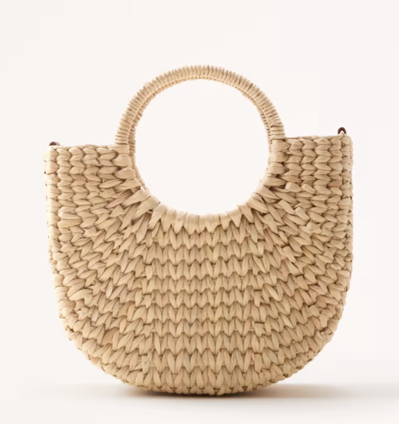Abercrombie Structured Straw Basket Bag