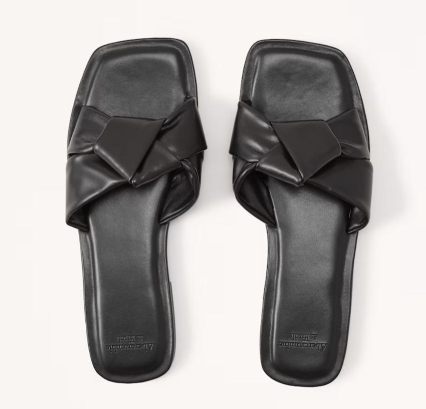 Abercrombie Knotted Faux Leather Slide Sandals