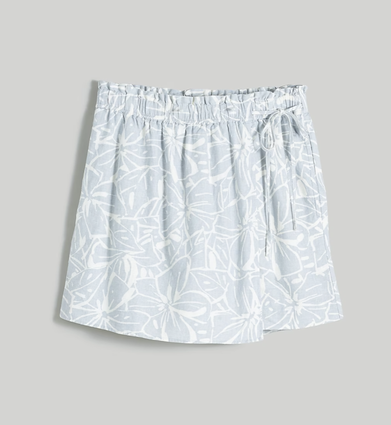 Madewell Tie-Waist Skort in Abstract Flora