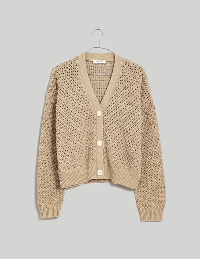 Madewell Open-Stitch Crop Cardigan Sweater