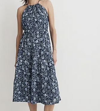 Madewell Cross-Back Halter Midi Dress in Vineyard