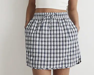Madewell Curved-Hem Mini Skirt in Plaid