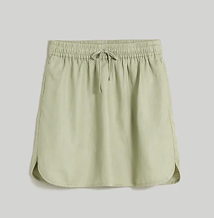 Madewell Linen-Blend Curved-Hem Mini Skirt