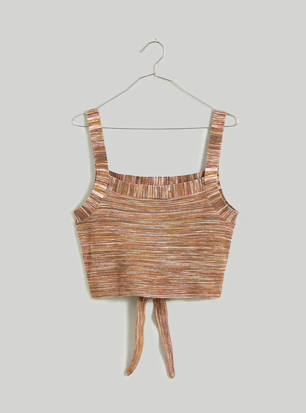 Madewell Space-Dyed Tie-Back Crop Sweater Tank (XS)