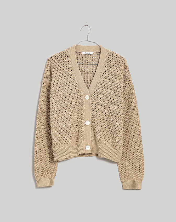 Madewell Open-Stitch Crop Cardigan Sweater