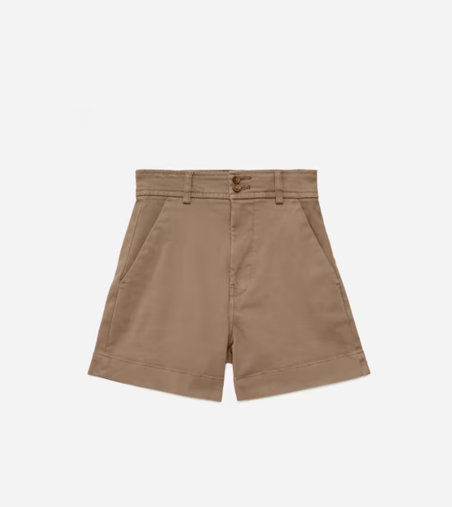  Everlane The Way-High Twill Short Ash Brown