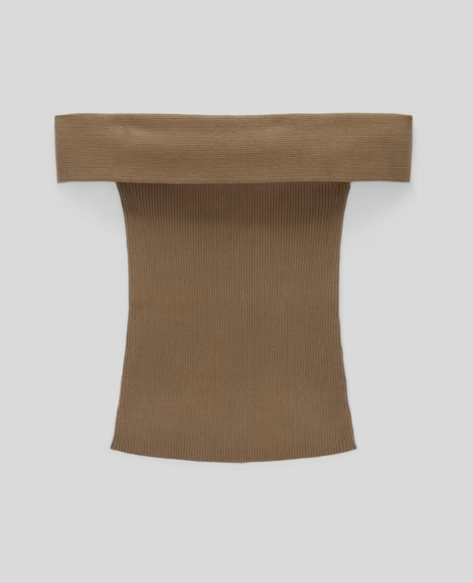 Everlane The Ribbed Cotton Off-The-Shoulder Top (XXS)