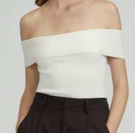  Everlane The Ribbed Cotton Off-The-Shoulder Top