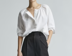 Everlane The Silky Cotton Balloon Sleeve Top