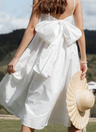  Petal &amp; Pup Alice Bow Back Midi Dress - White