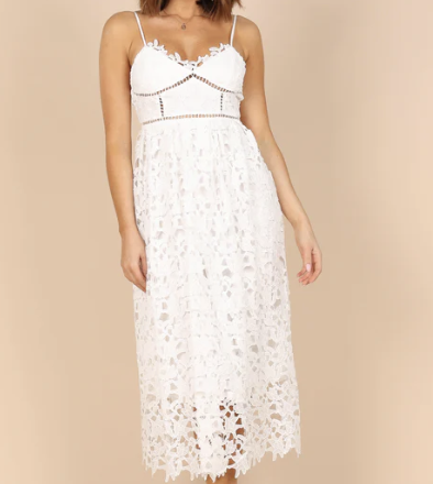 Petal &amp; Pup Francheshca Midi Lace Dress - White Lace