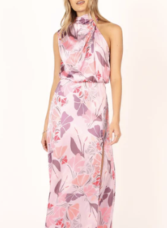 Petal &amp; Pup Amelia Halterneck Maxi Dress - Pink Floral