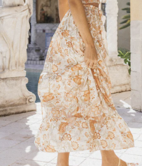  Petal &amp; Pup Leo Maxi Skirt - Tan Floral