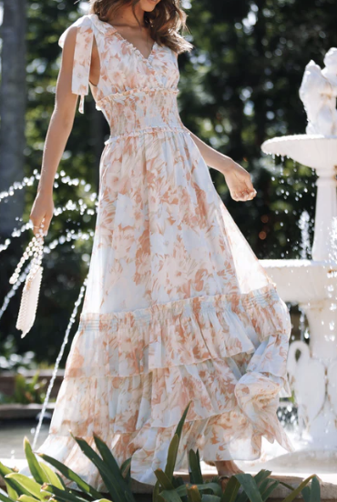  Petal &amp; Pup Christabel Tiered Maxi Dress - Blue Floral